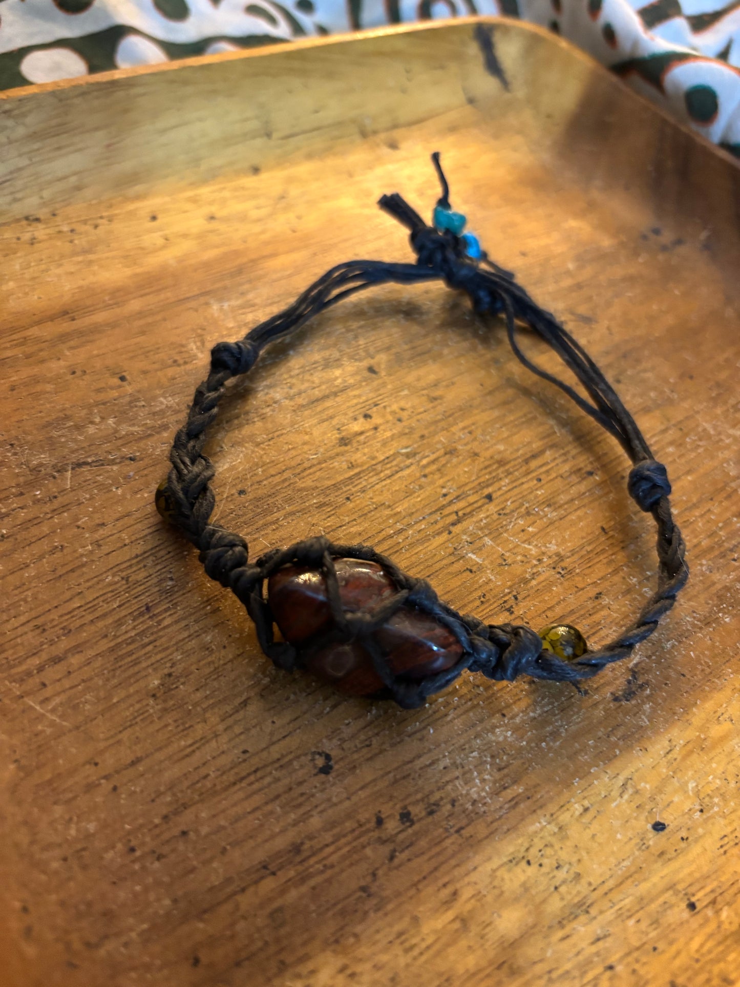 Red an Teal Hemp Bracelet