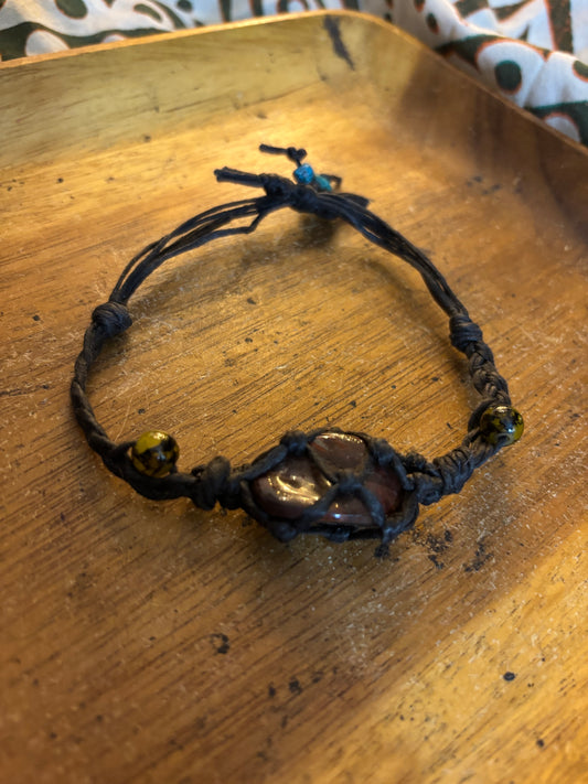 Red an Teal Hemp Bracelet