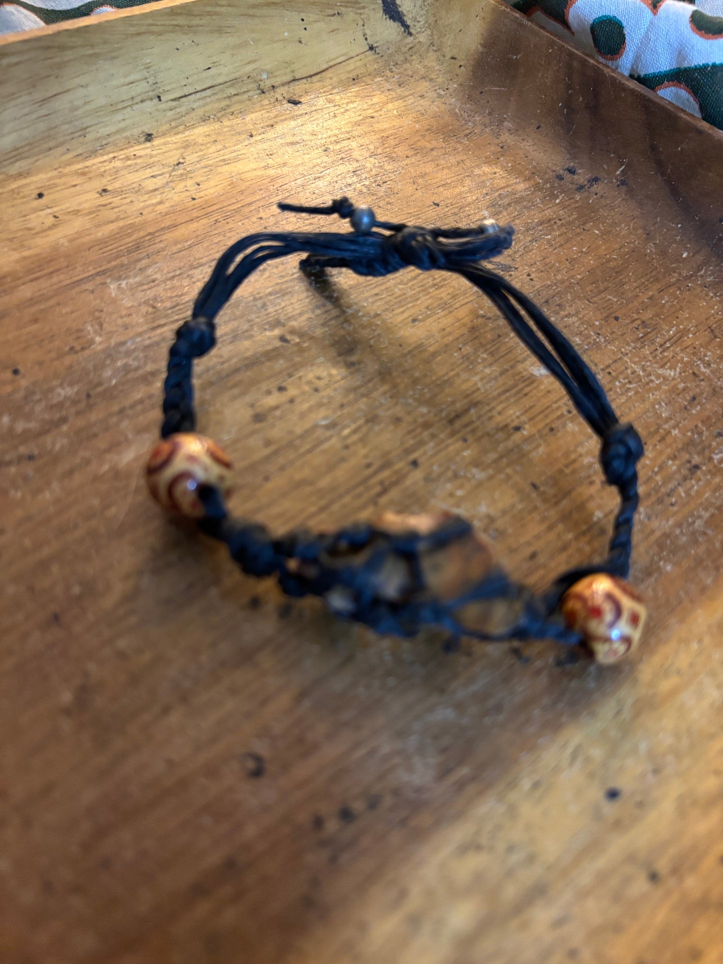 Red Stone Hemp Bracelet