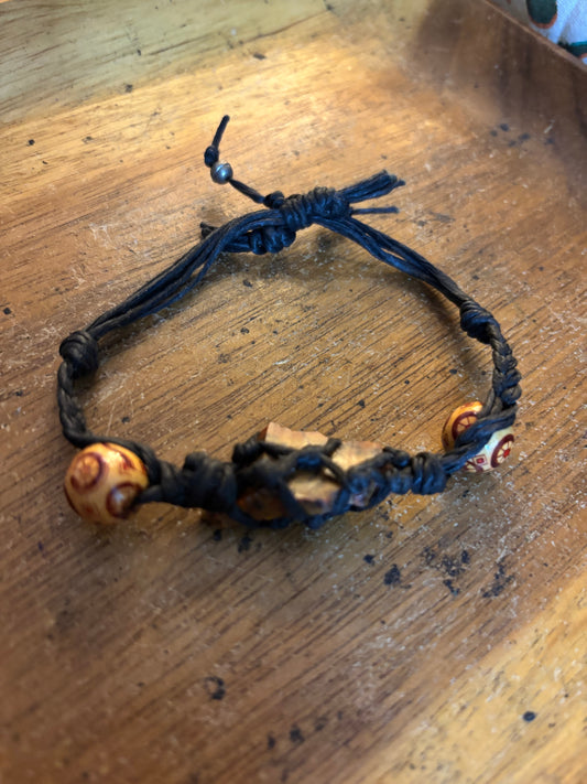 Red Stone Hemp Bracelet