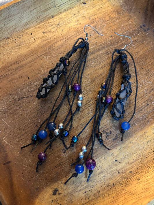 Hip Quartz Crystals Wrapped Earrings
