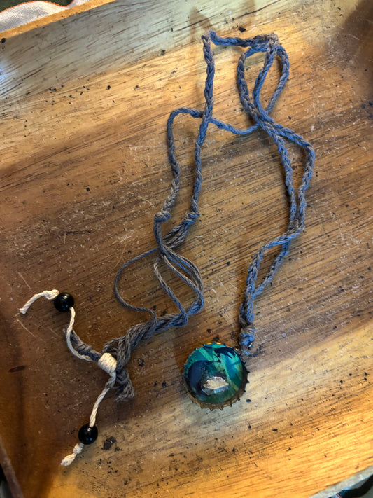 Green Bottle Cap Necklace