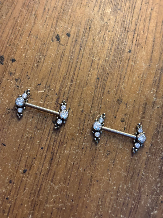 Three Stone Nipple Body Jewelry