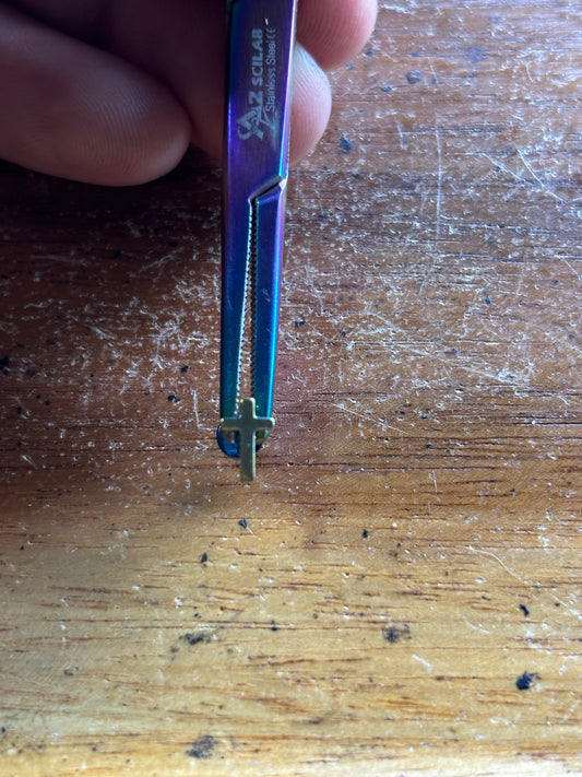 Gold Cross 14g 5/16 Labret