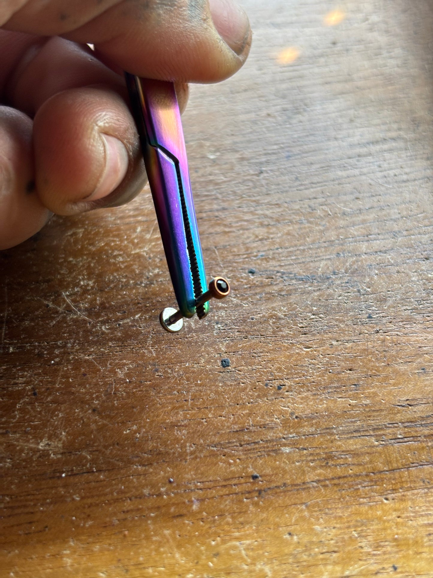 3mm Jet Anodized  Rose Gold 16g 7/16 Labret
